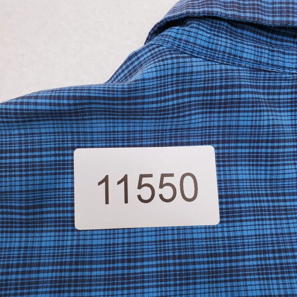 North Face Shirt Mens Medium Blue Black Plaid Long Sleeve Button Up Pocket